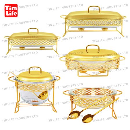 Scaldavivande Vassoio in vetro scaldavivande Insalatiera Phoebe Series-TM-1113 Oro Chafing dish Food warmer glass tray Salad Bowl Phoebe Series-TM-1113 Gold