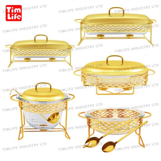 Chafing dish Food warmer glass tray Salad Bowl Phoebe Series-TM-1113 Gold