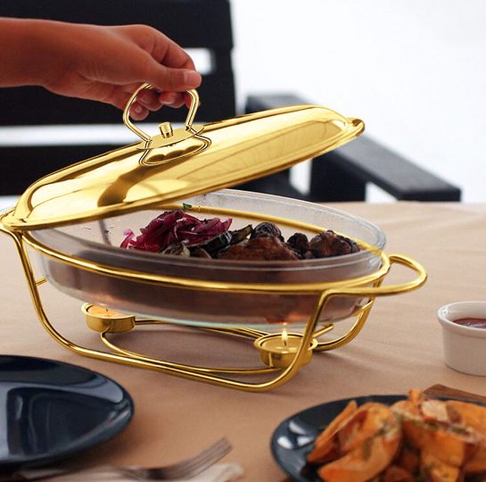 Chafing dish Food warmer glass tray Salad Bowl Emma Series-TM-1103 Gold