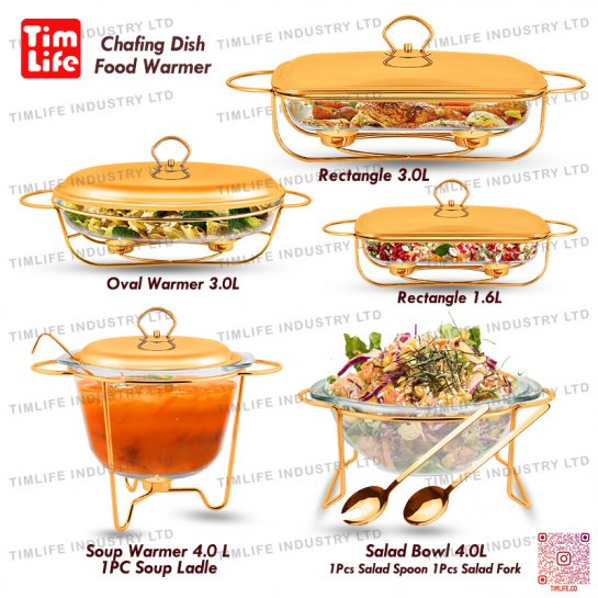 Chafing dish Food warmer glass tray Salad Bowl Emma Series-TM-1103 Gold